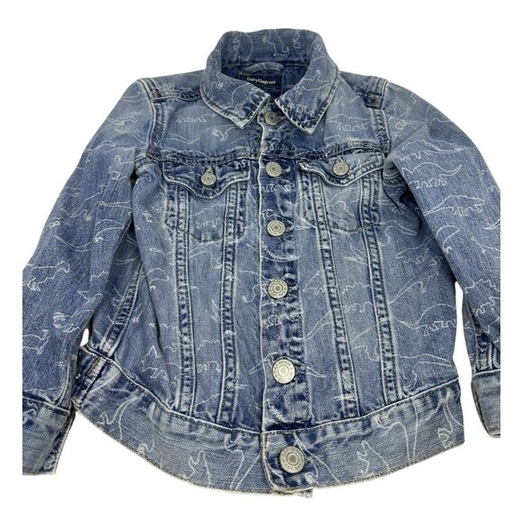 BabyGAP Boys Dinosaur AOP Print Denim Jacket | Size 4 Years Button Front Classic - Picture 1 of 7